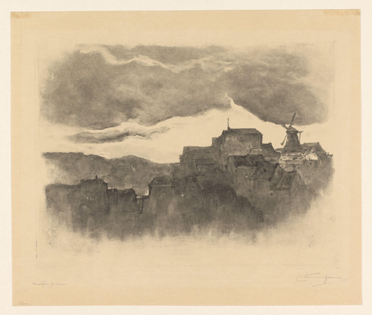 Pueblo con molino en una colina de Carel Nicolaas Storm van 