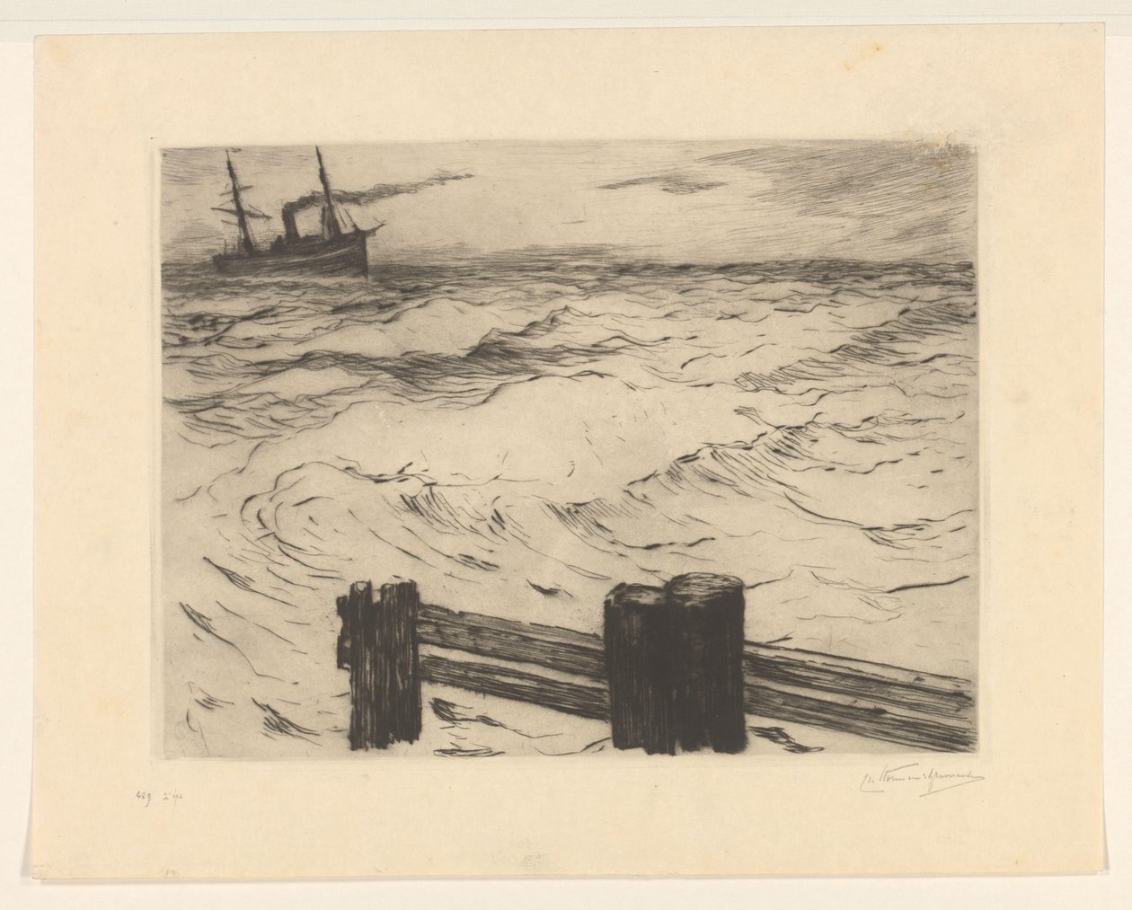 Barco de vapor en el mar de Carel Nicolaas Storm van 