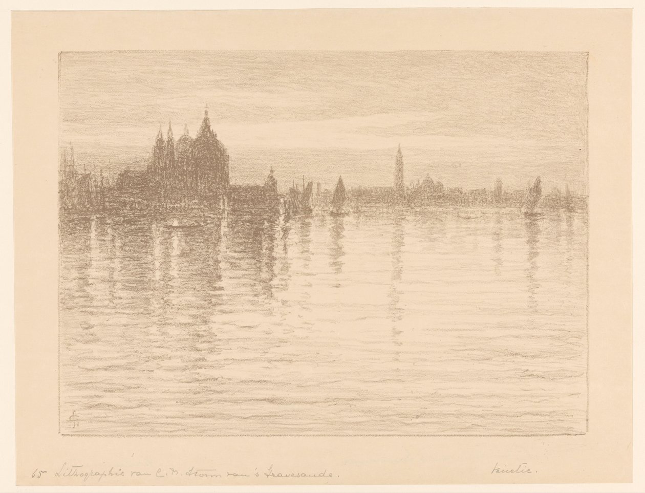 Vista de la Basílica de Santa Maria della Salute desde el agua de Carel Nicolaas Storm van 