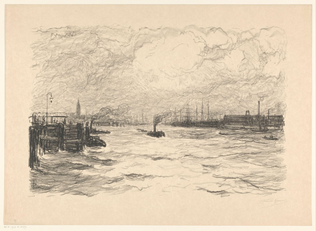 Remolcador en el puerto de Hamburgo de Carel Nicolaas Storm van 