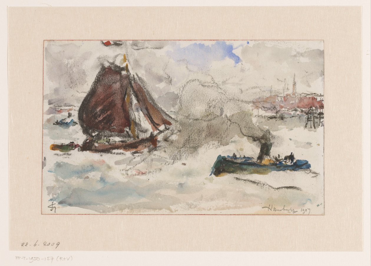 Aguas agitadas frente al puerto de Hamburgo de Carel Nicolaas Storm van 