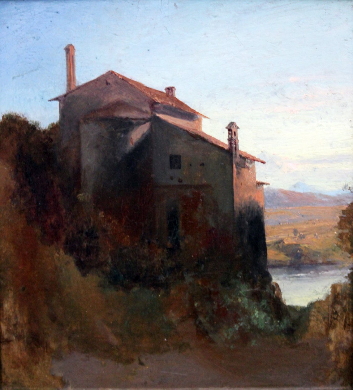 Monasterio italiano en el borde del agua de Carl Blechen