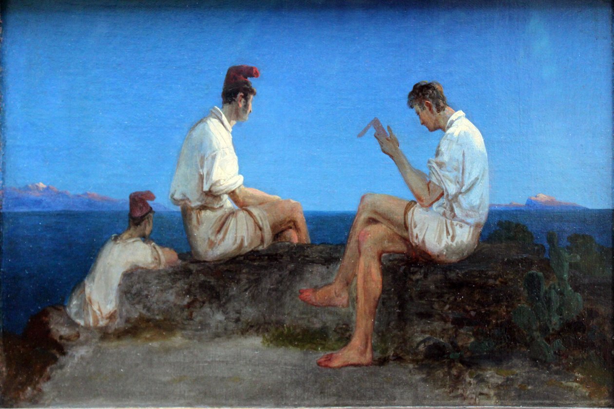 Tres pescadores en el golfo de Nápoles de Carl Blechen