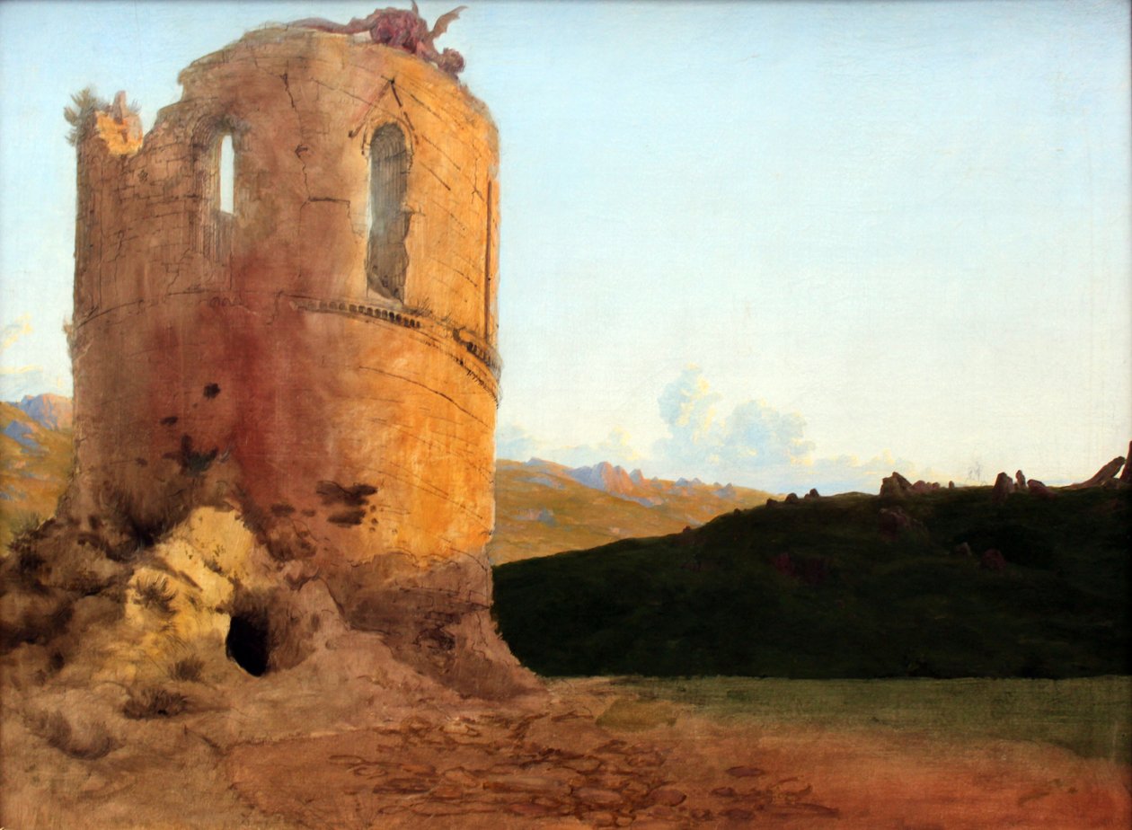 Ruinas de la torre con dragón de Carl Blechen