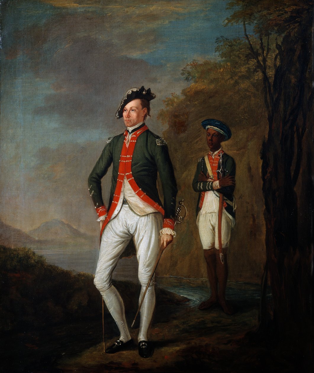 Un oficial británico de un batallón de cipayos de Madrás atendido por un sirviente cipayos, c.1769 de Carl C.A. von Imhoff