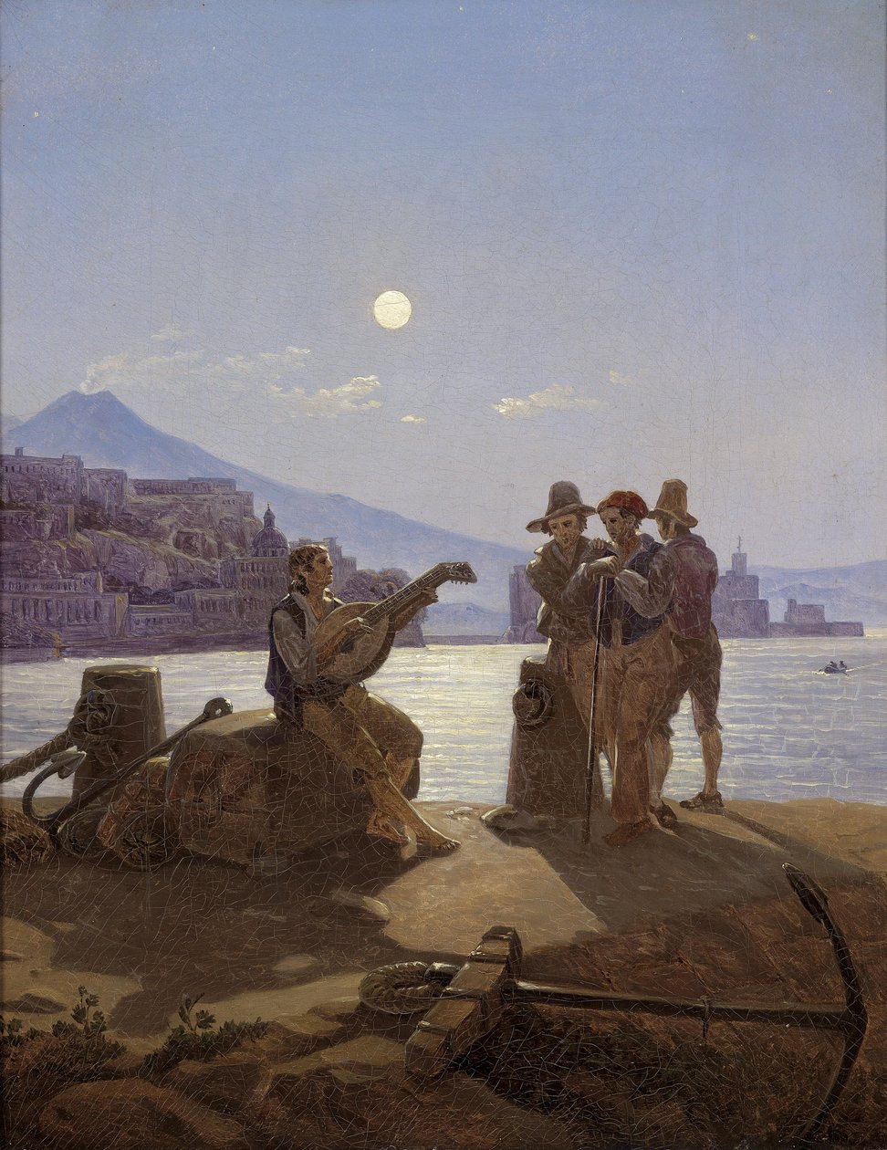 Pescadores italianos en el puerto de Nápoles de Carl Gustav Carus