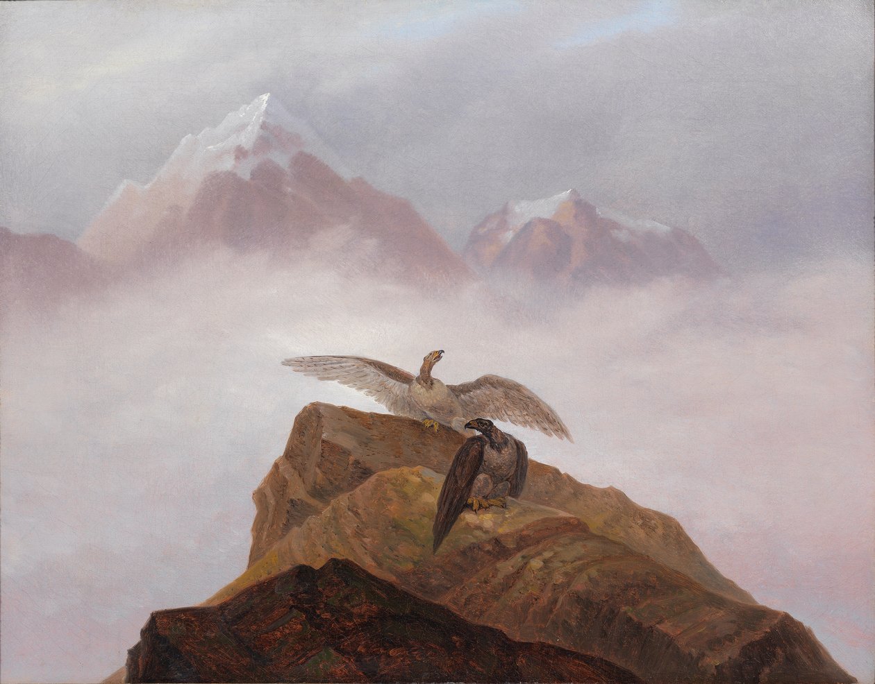 Fantasía del mundo alpino. Águilas anidando en un cuerno alpino de Carl Gustav Carus