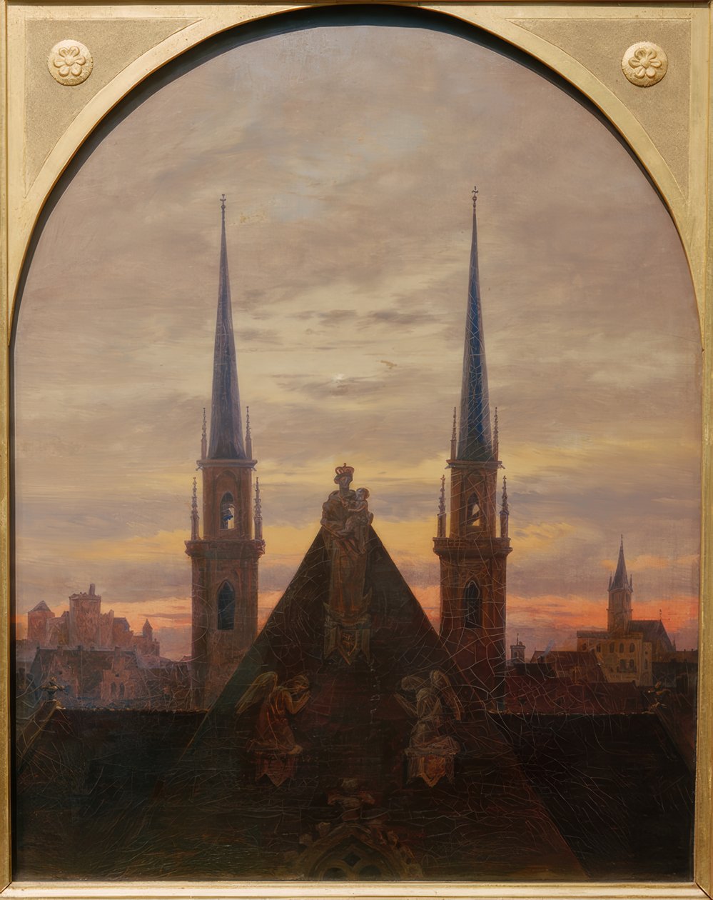 Ciudad en el crepúsculo de Carl Gustav Carus