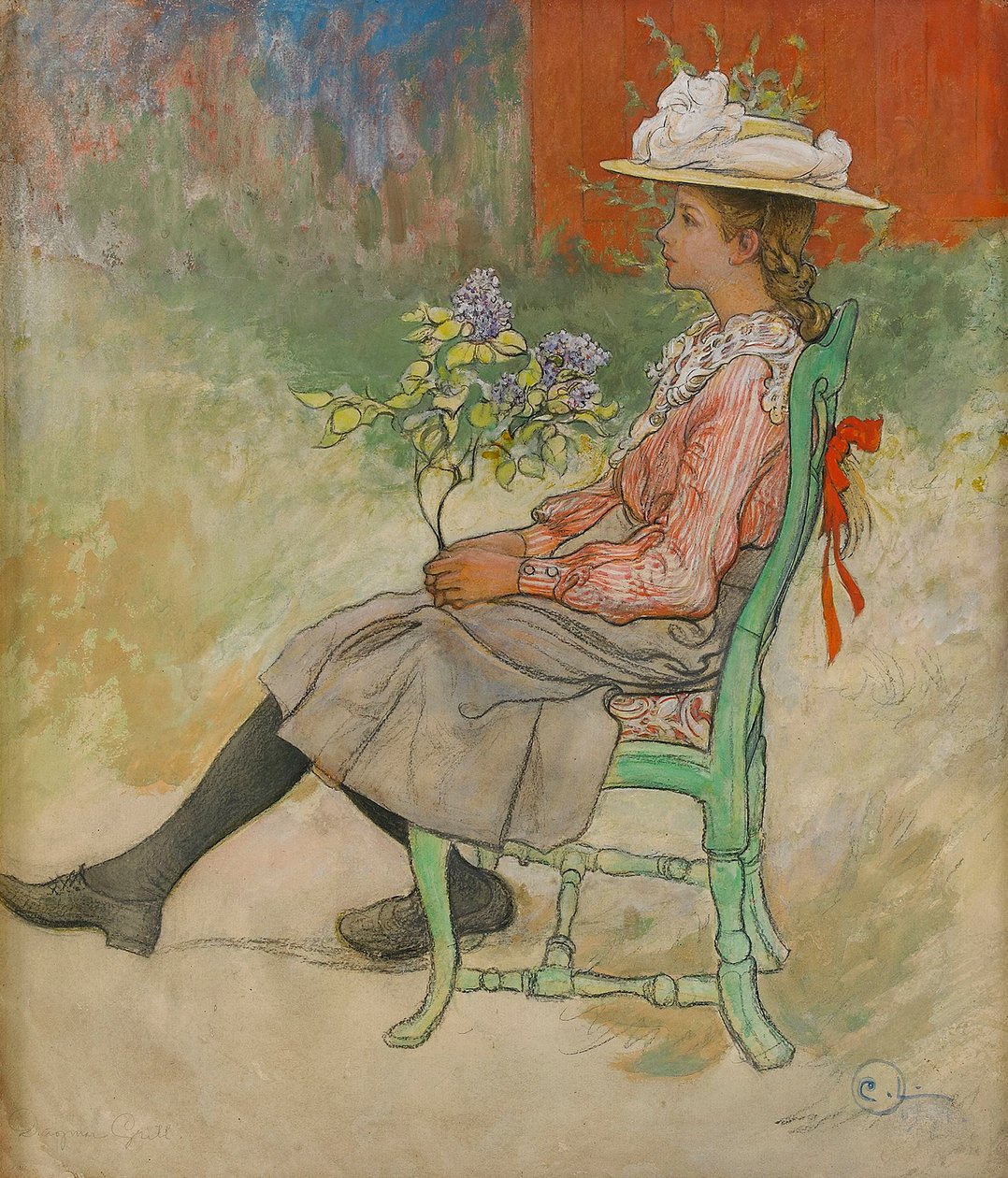 Dagmar Grill en el jardín de Carl Larsson