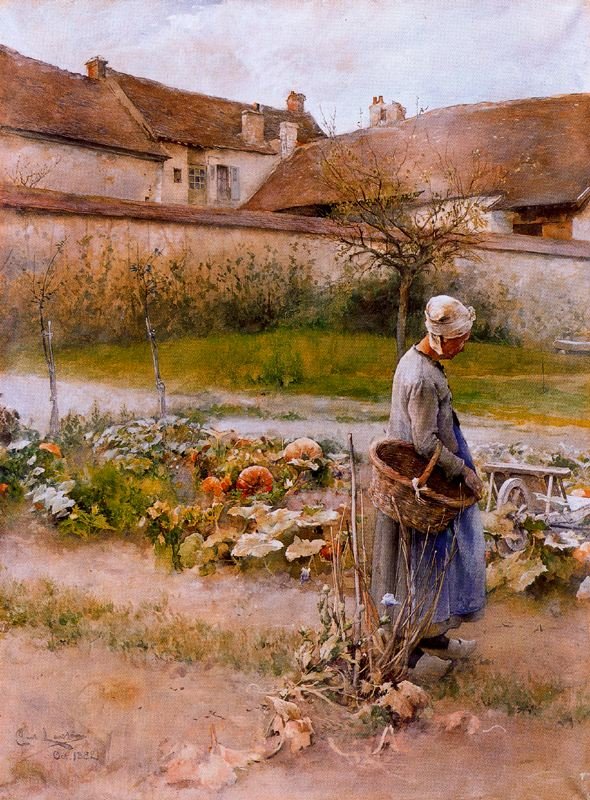 Mujer en el jardín de Carl Larsson