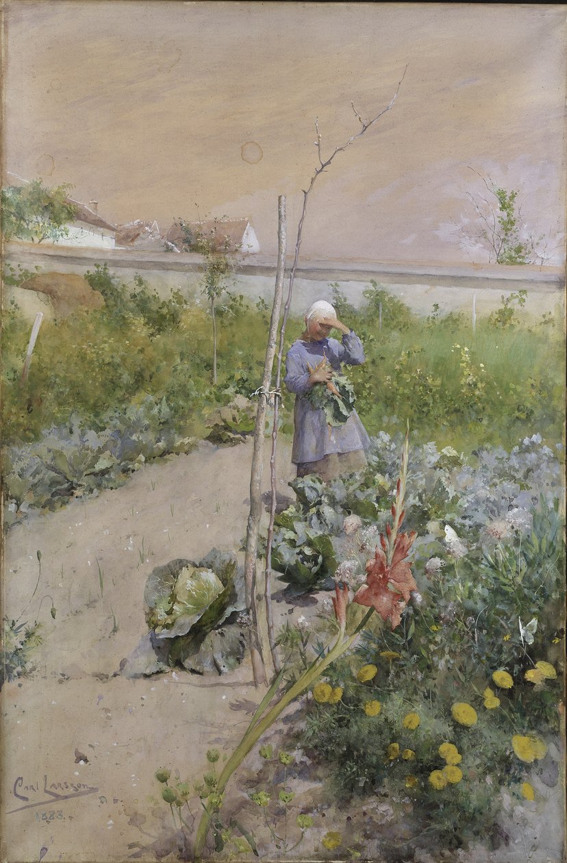 En el Jardín de la Cocina, 1883 de Carl Larsson