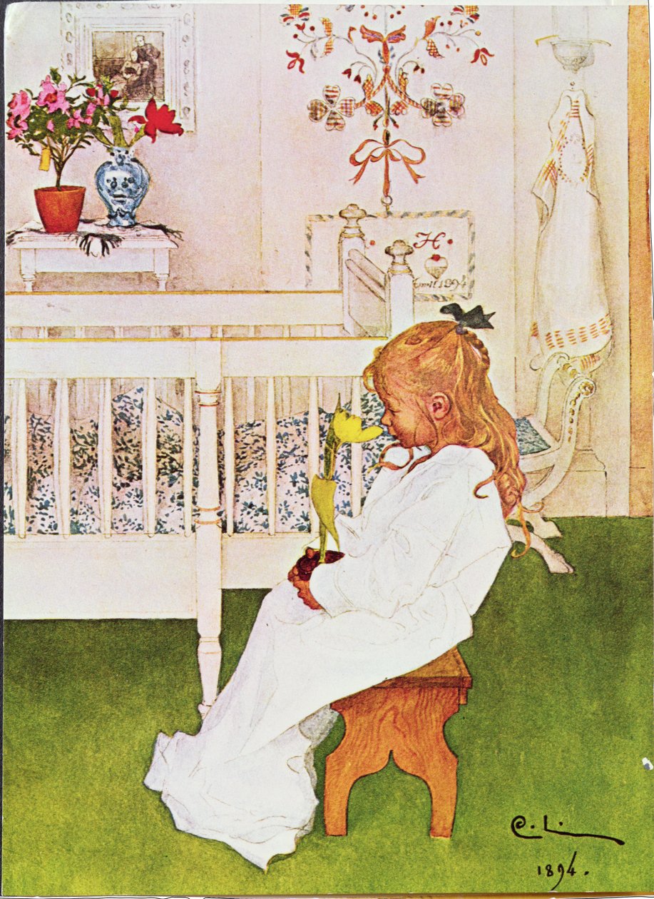 Lisbeth con un tulipán amarillo de Carl Larsson