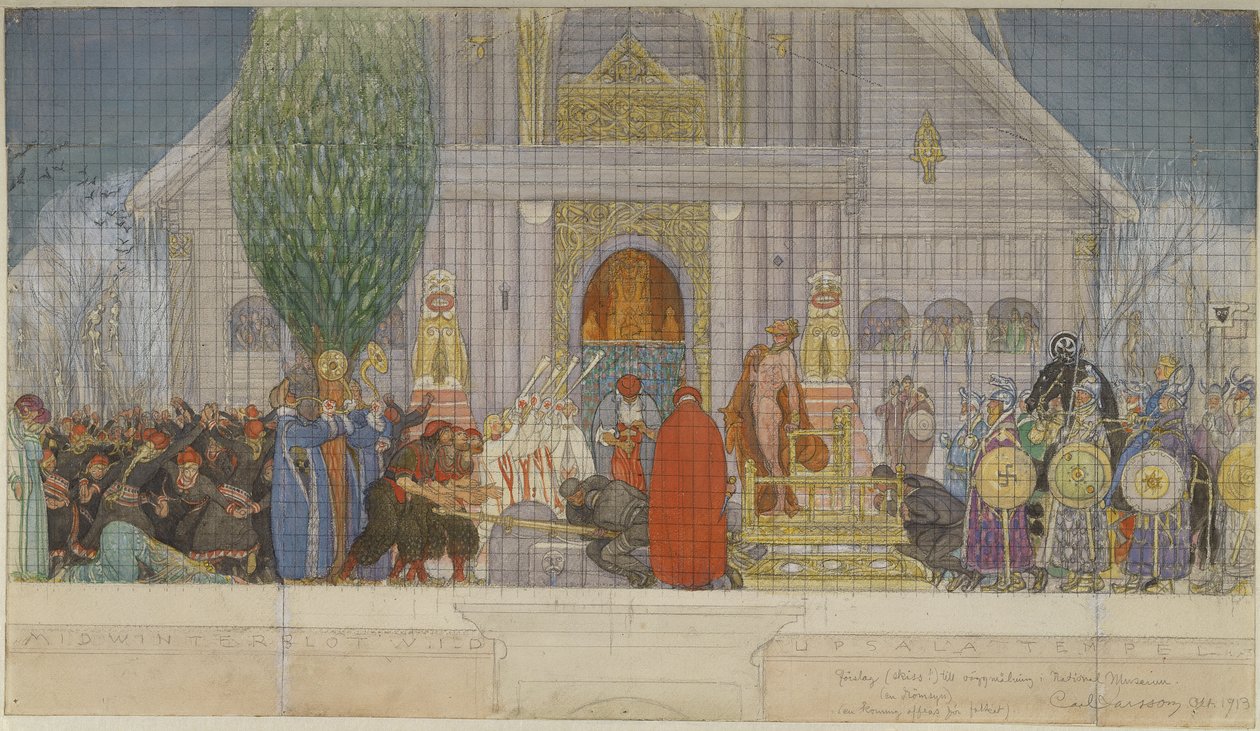 Boceto preparatorio para el Sacrificio de Midwinter de Carl Larsson