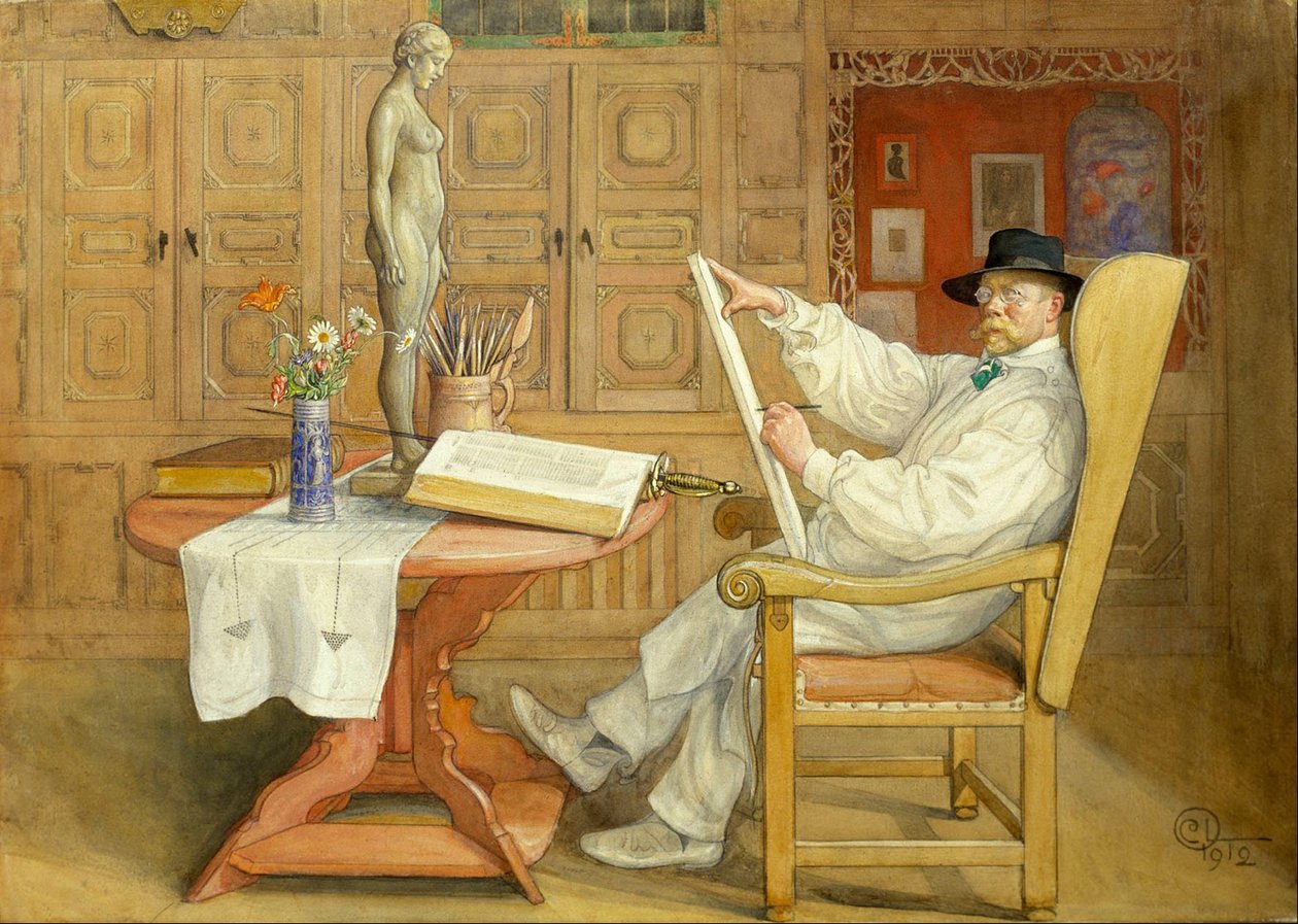 Autorretrato (En el nuevo estudio) de Carl Larsson