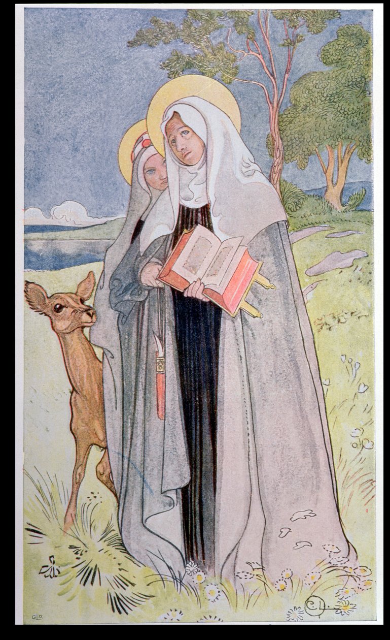 Santa Brígida de Suecia (c.1302-73) ilustración de un libro sobre mujeres famosas de Suecia, 1900 de Carl Larsson