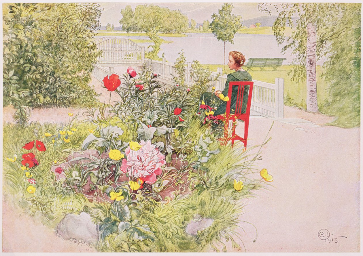 Verano en Sundborn, 1913, de una cartera impresa comercialmente, publicada en 1939 de Carl Larsson