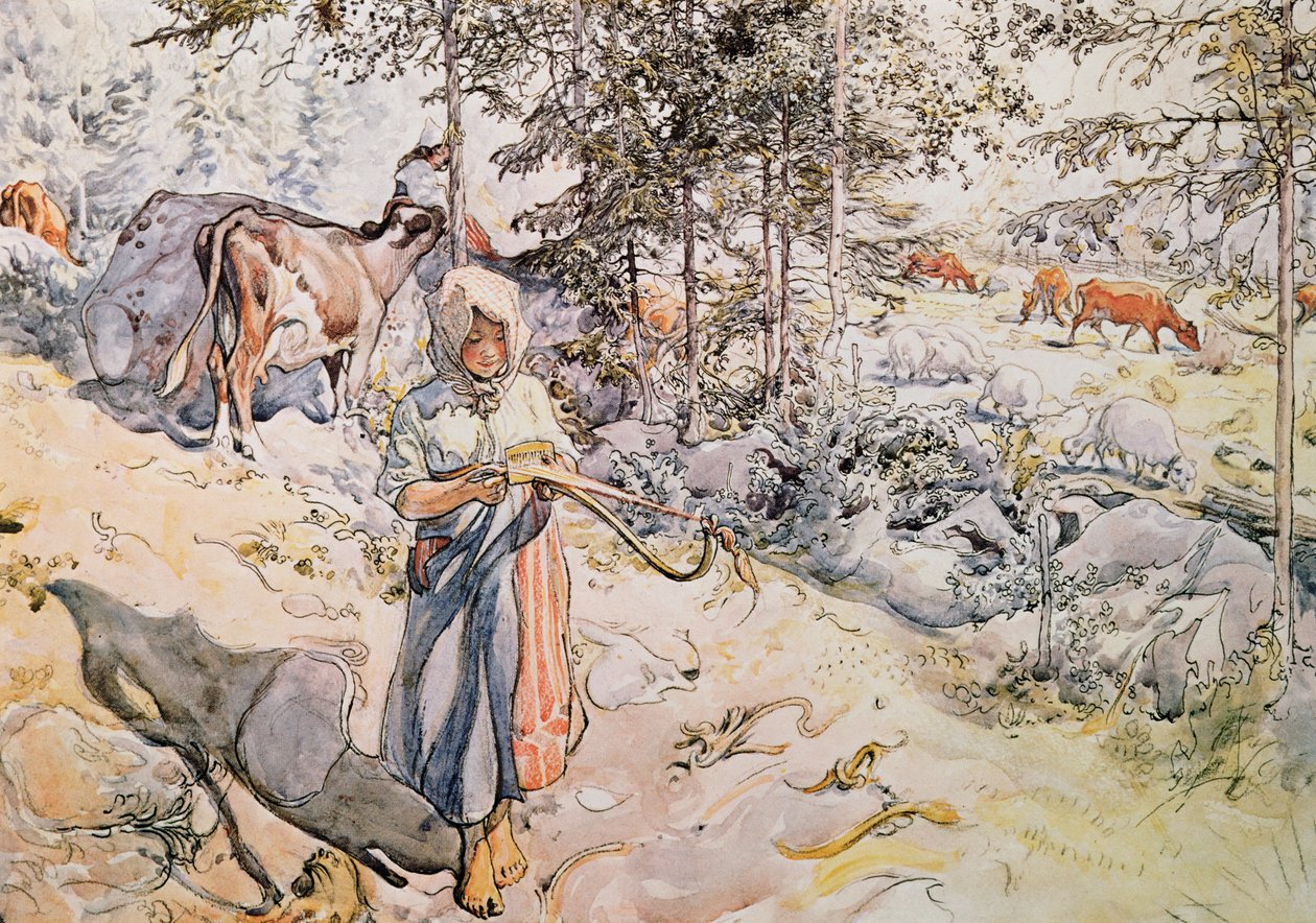 Niña tejiendo, 1905 de Carl Larsson