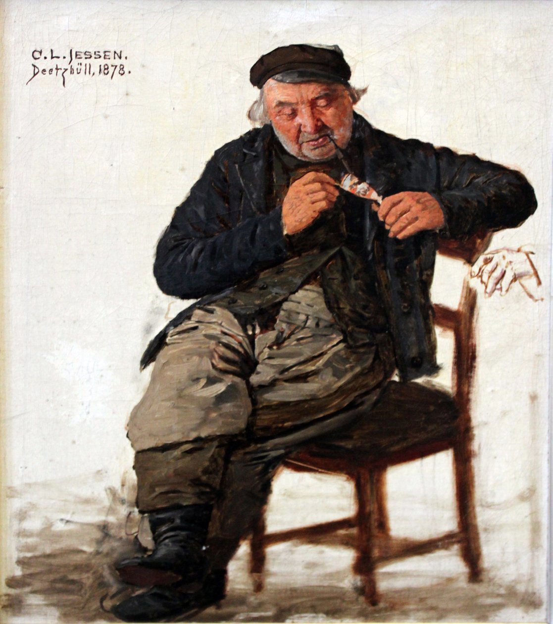 Estudio de retrato de un hombre con una pipa de Carl Ludwig Jessen