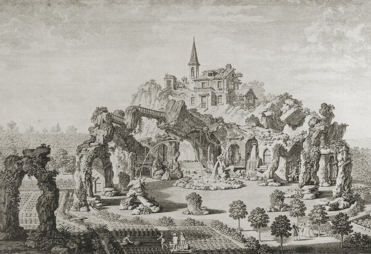 Der Grottenberg im Garten des Grafen Fries in Voslaun de Carl Schütz