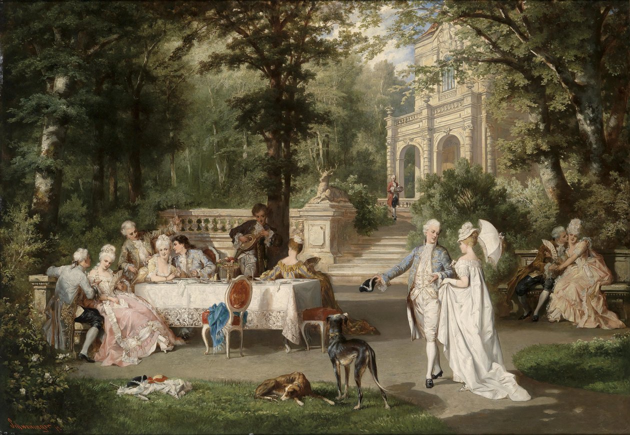 Sociedad galante en el parque del castillo de Carl Schweninger jr.