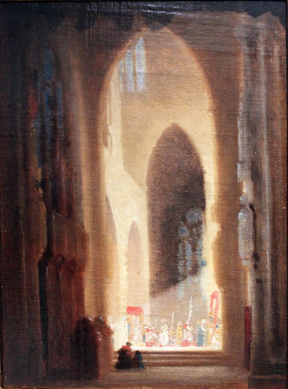 Interior de iglesia con procesión de Carl Spitzweg