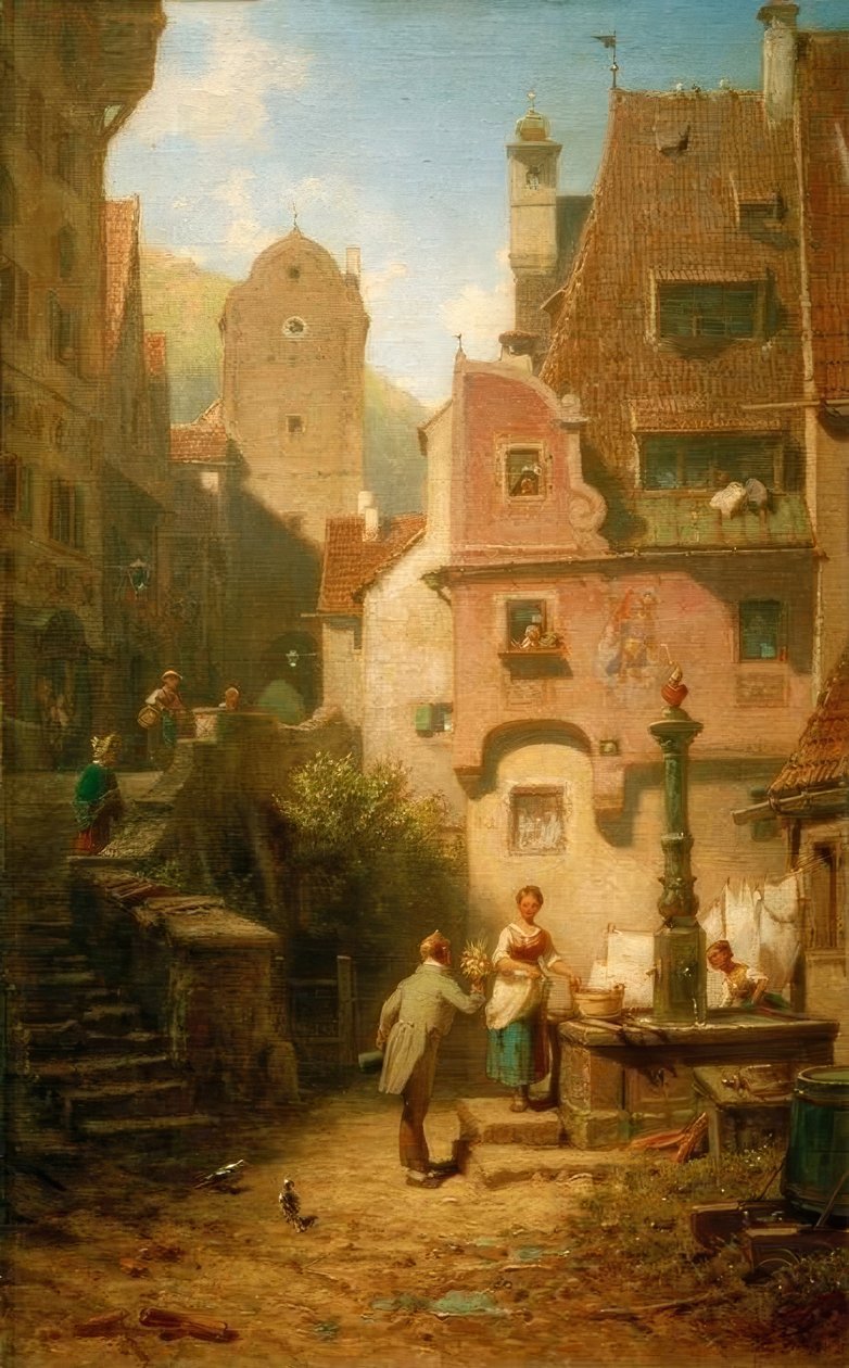 Felicidades con ramo de flores (El eterno novio) de Carl Spitzweg
