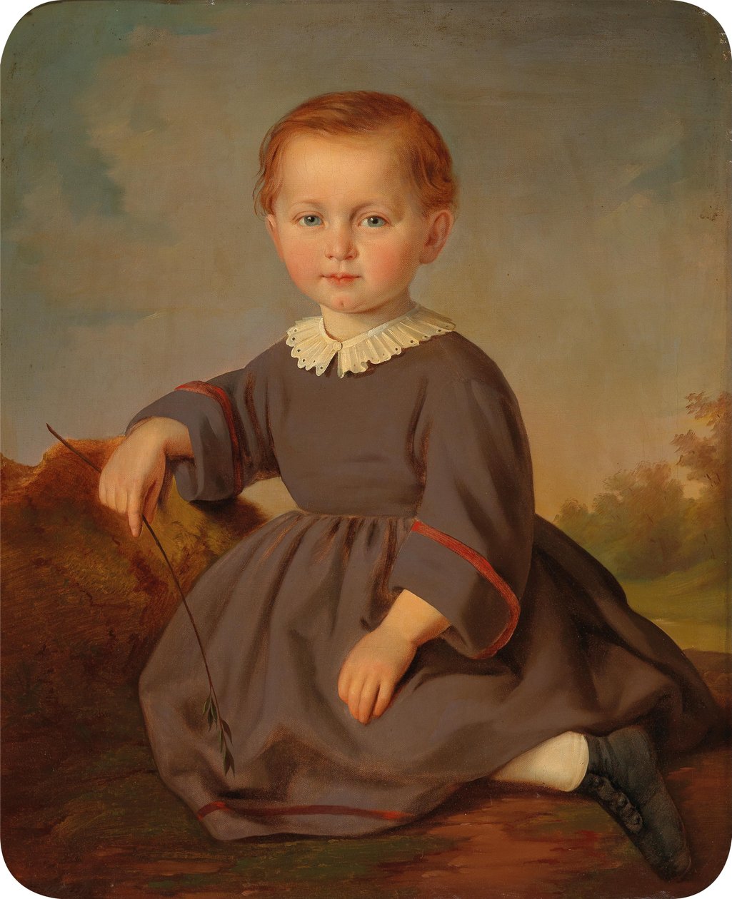 Retrato de un niño en un paisaje de Carl Teibler