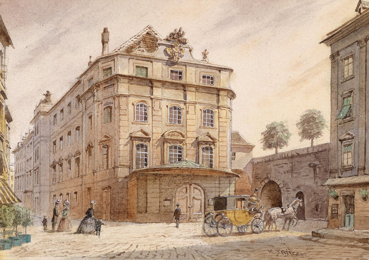 El teatro de Kärntnertor en Viena de Carl Wenzel Zajicek
