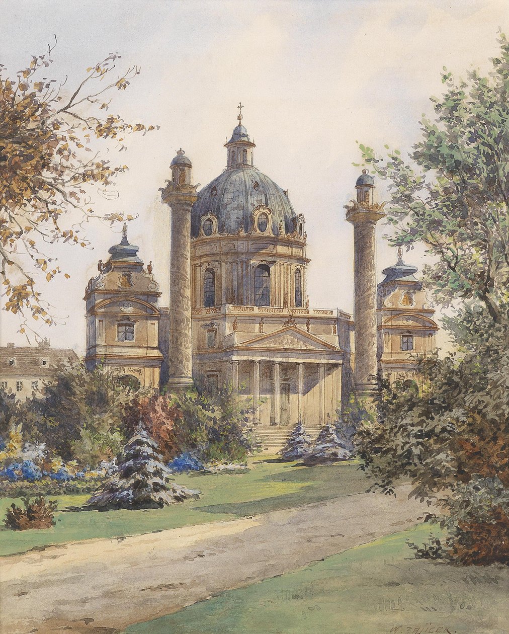 La Karlskirche en Viena de Carl Wenzel Zajicek