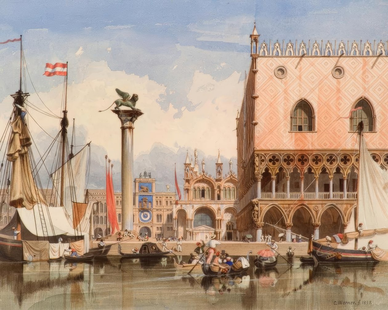 Venecia, Veleros frente al Palacio Ducal de Carl Friedrich Heinrich Werner