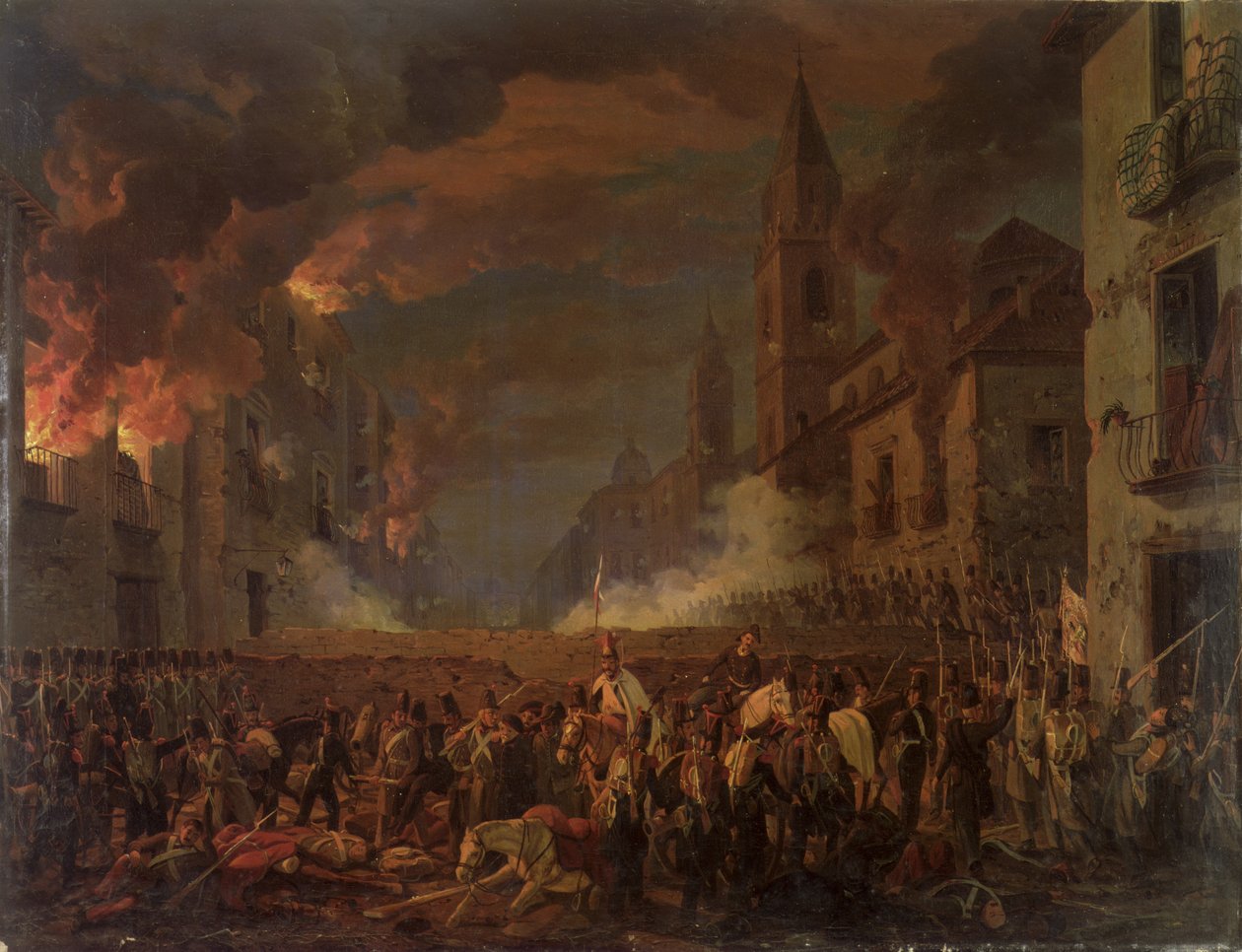 La captura de Catania por el 4º Regimiento de Bern en la noche del 5 al 6 de abril de 1849 de Carl Wilhelm Goetzloff