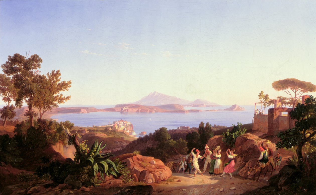 Vista del Golfo de Pozzuoli con el Monte Solfatara, c.1830 de Carl Wilhelm Goetzloff