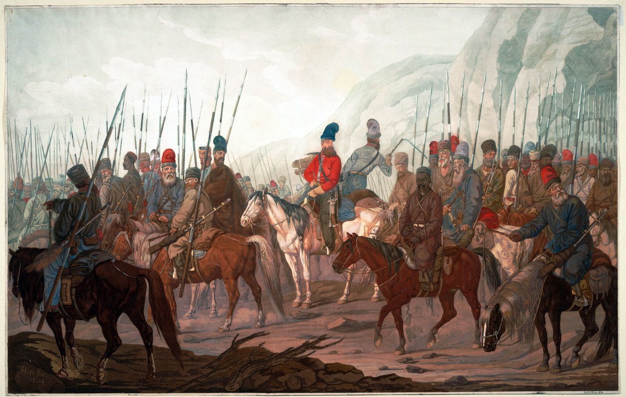 Marcha de los cosacos de los Urales a través de Bohemia de Carl Adolph Heinrich Hess