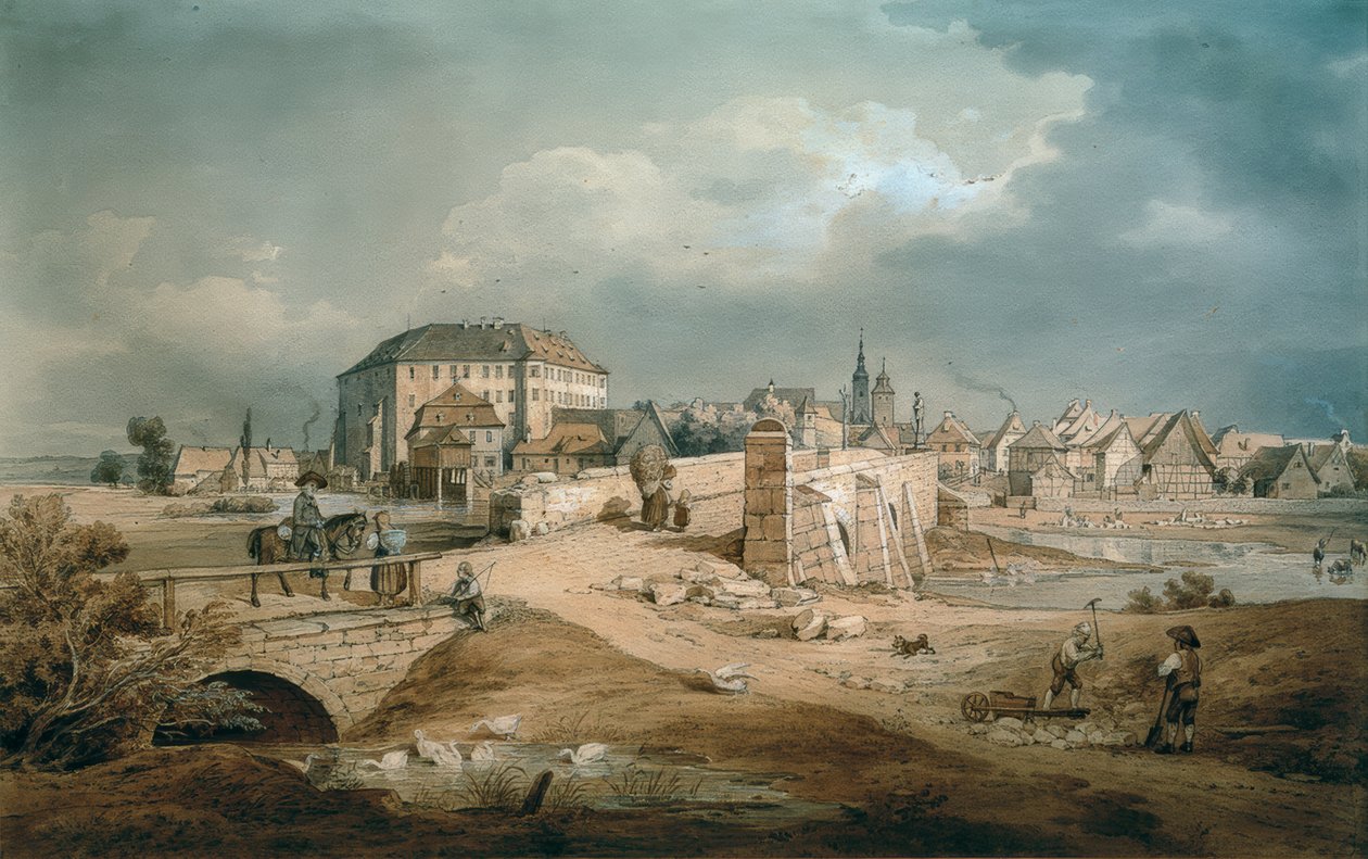 El puente Aisch en Höchstadt de Carl August Lebschee