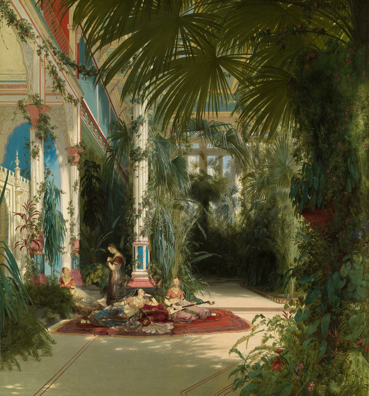 Alemán: Das Innere des Palmenhauses auf der Pfaueninsel bei Potsdam The Interior of the Palm House on the Pfaueninsel Near Potsdam de Carl Blechen