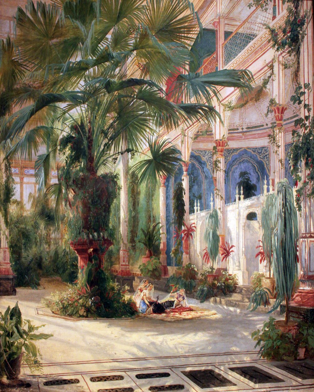 Interior de la Casa de las Palmeras en la Pfaueninsel, cerca de Potsdam de Carl Blechen