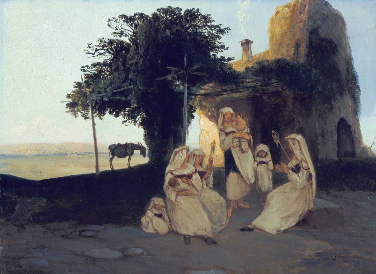Hilanderas en Cervara de Carl Blechen