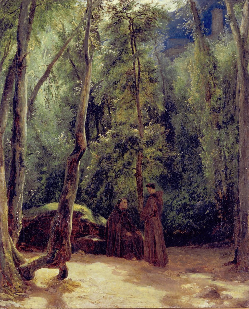 Dos monjes en el parque de Terni de Carl Blechen