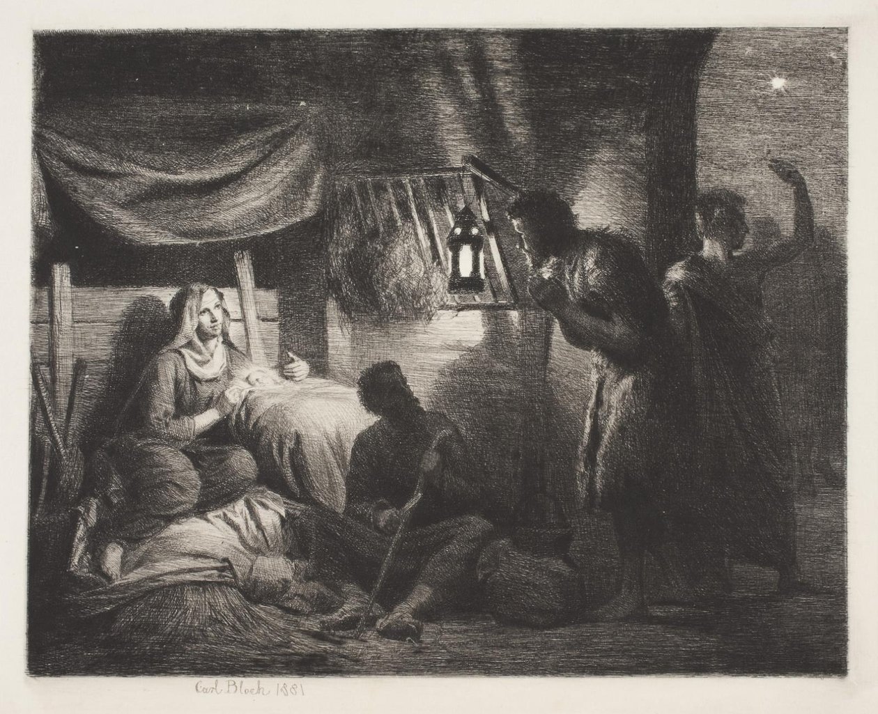 La adoración de los pastores de Carl Bloch