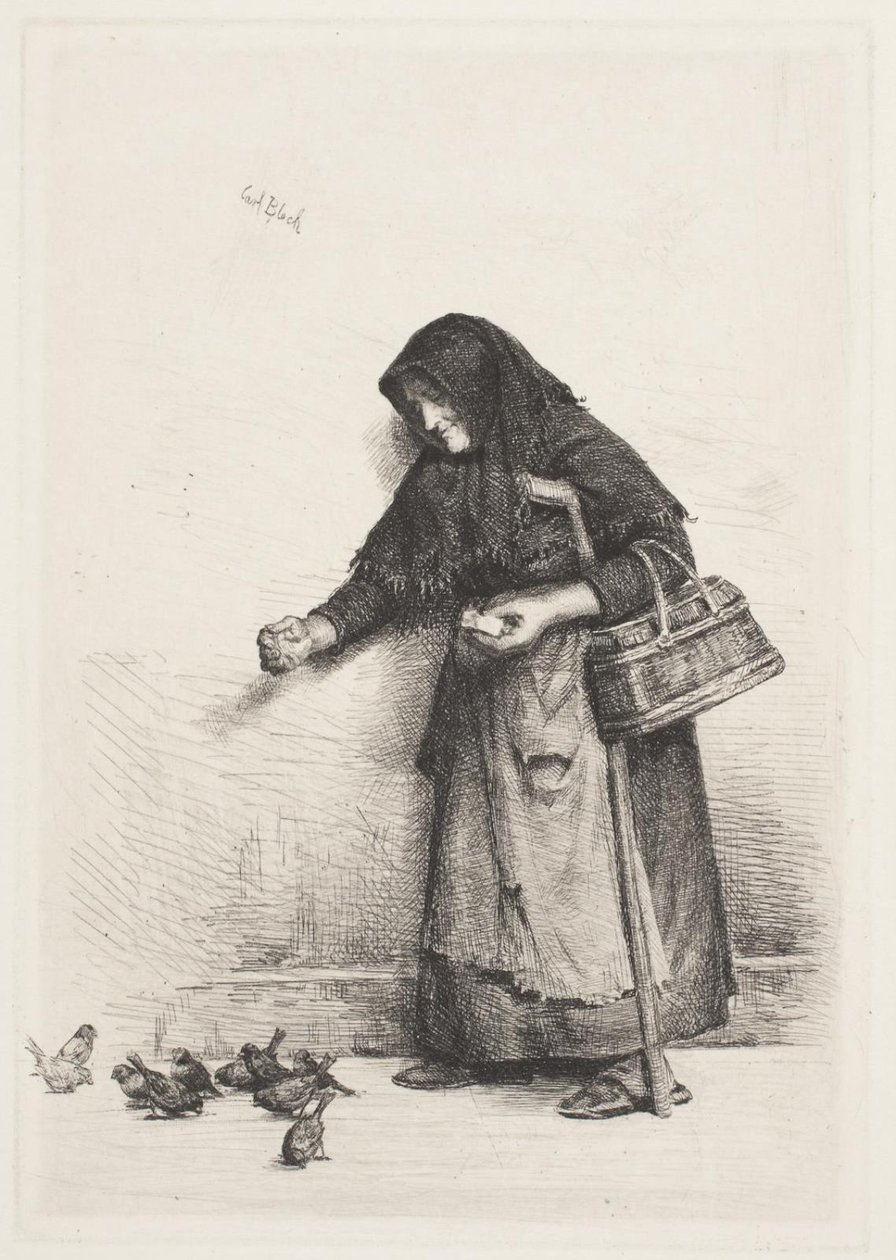 La mujer de los gorriones de Carl Bloch