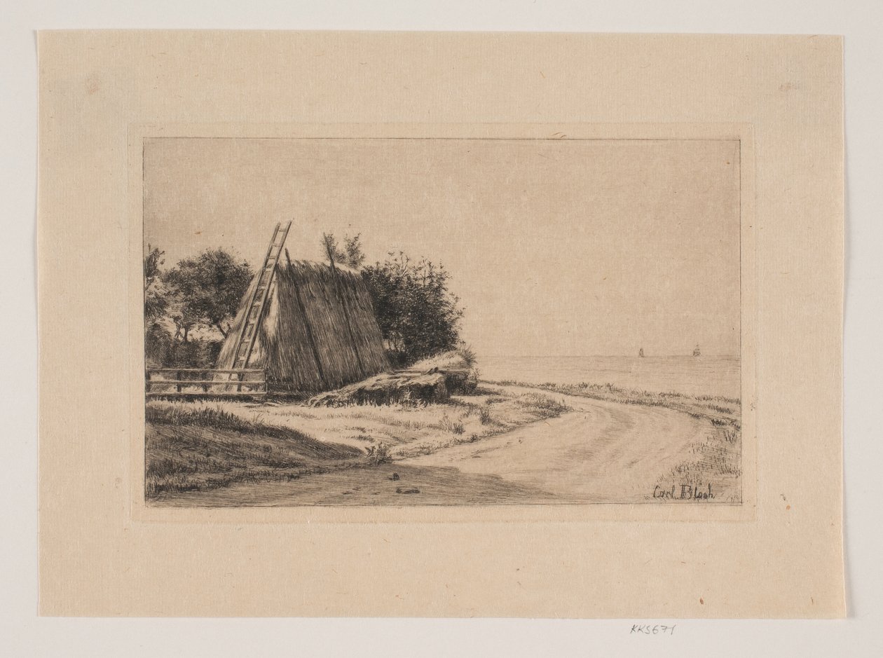 El paisaje con el pajar de Carl Bloch