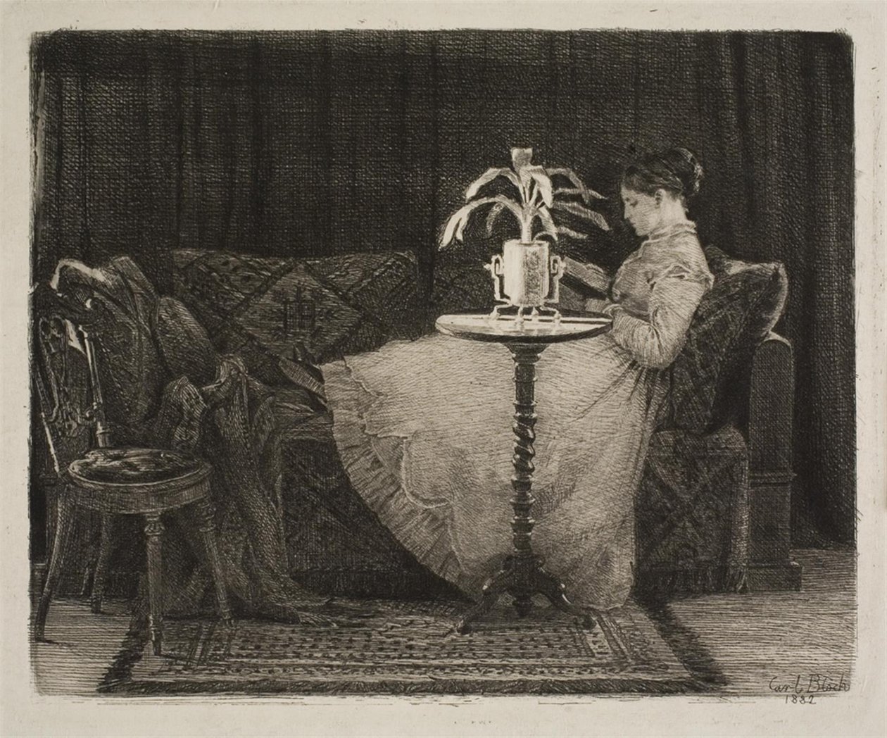 Dama leyendo de Carl Bloch