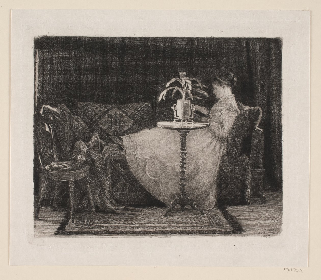 Dama leyendo de Carl Bloch