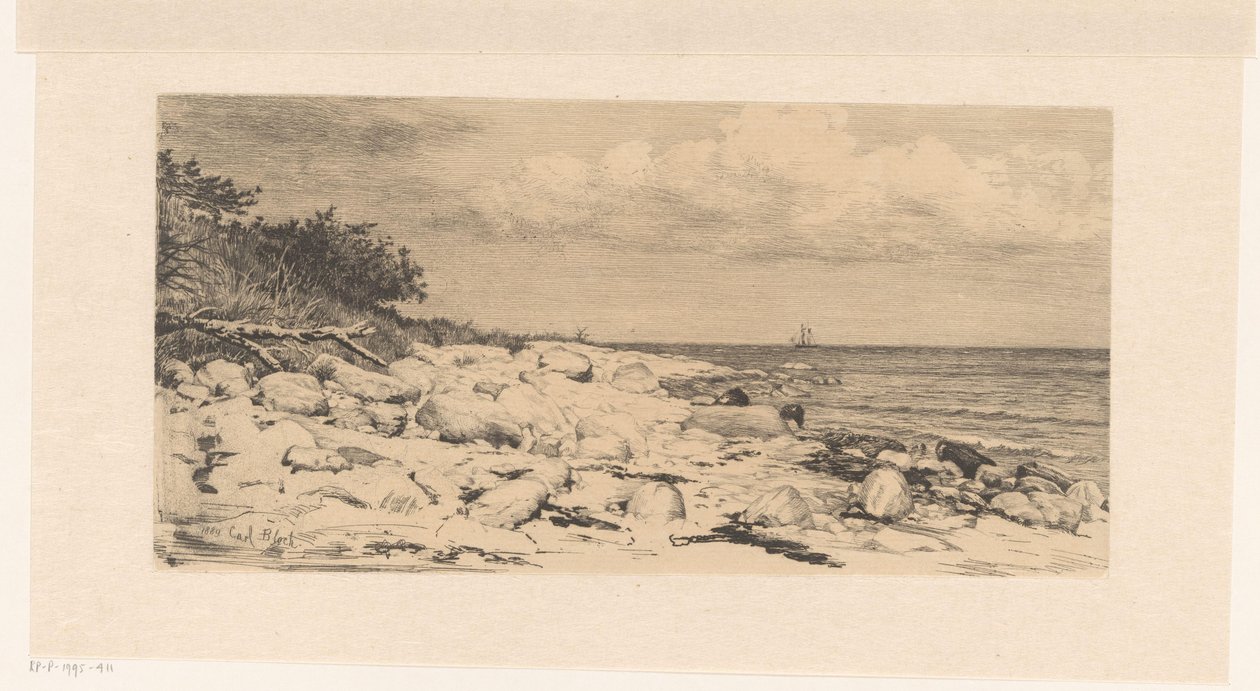 Playa de guijarros, junto al mar de Carl Bloch