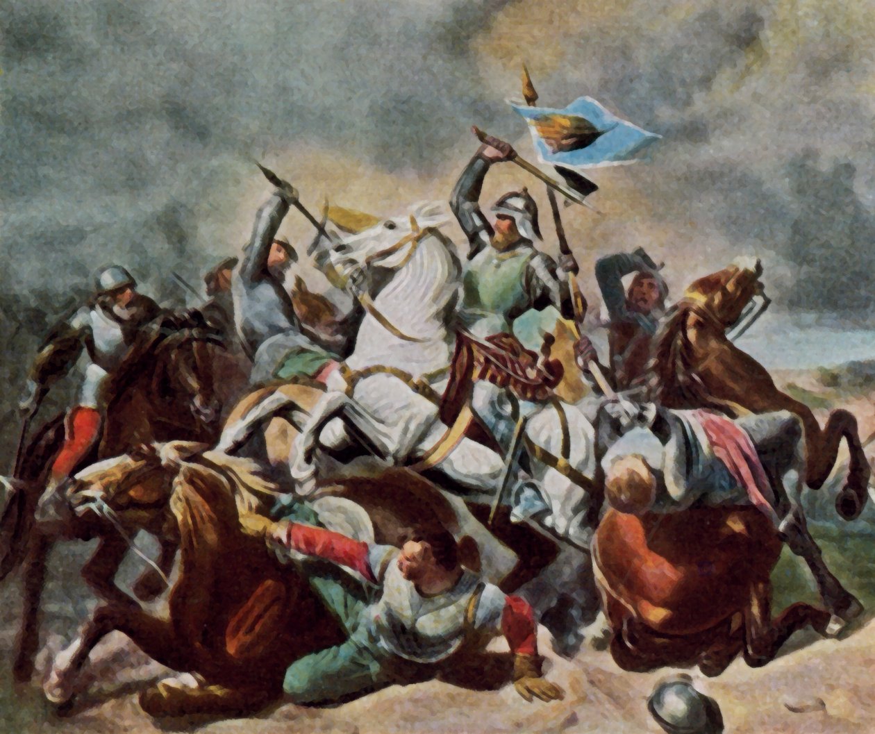 Albrecht Achilles en combate con los nurembergers de Carl Constantin Steffeck