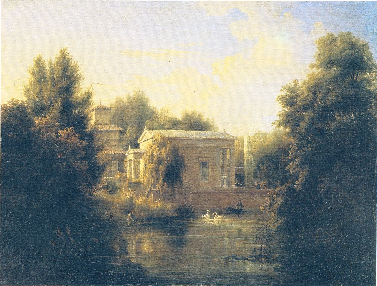 vista de la casa del jardín de Charlottenhof (lado del agua) de Carl Daniel Freydanck