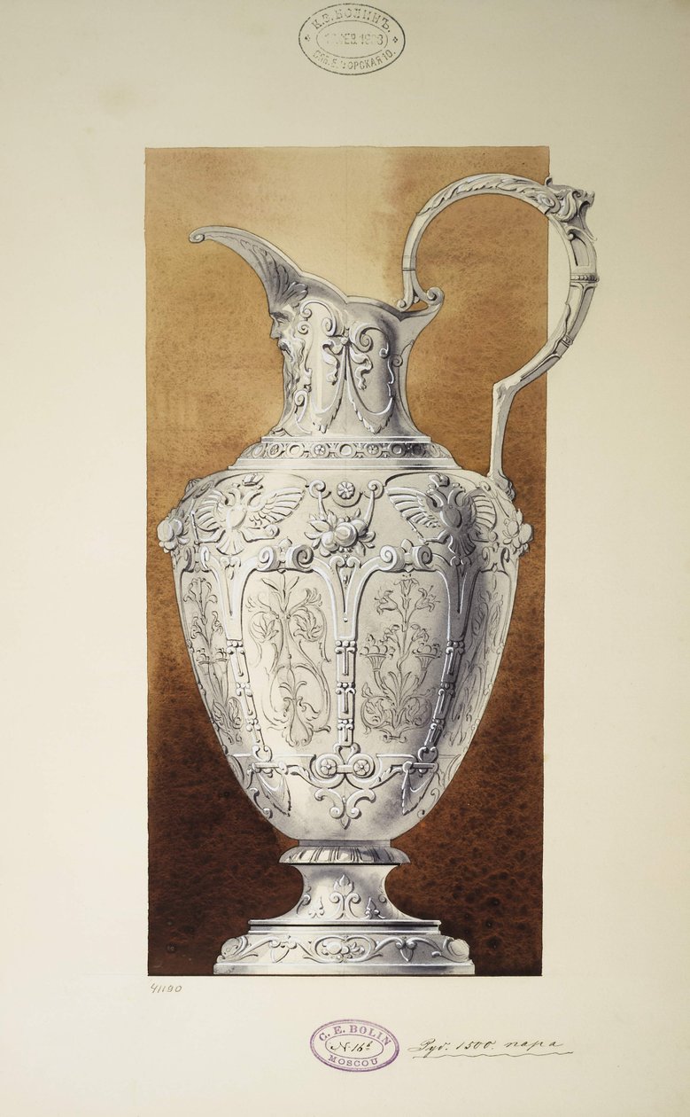 Diseño de una Jarra. Serie La Dote de la Gran Princesa María Pavlovna, 1907-1908 de Carl Edvard Bolin company