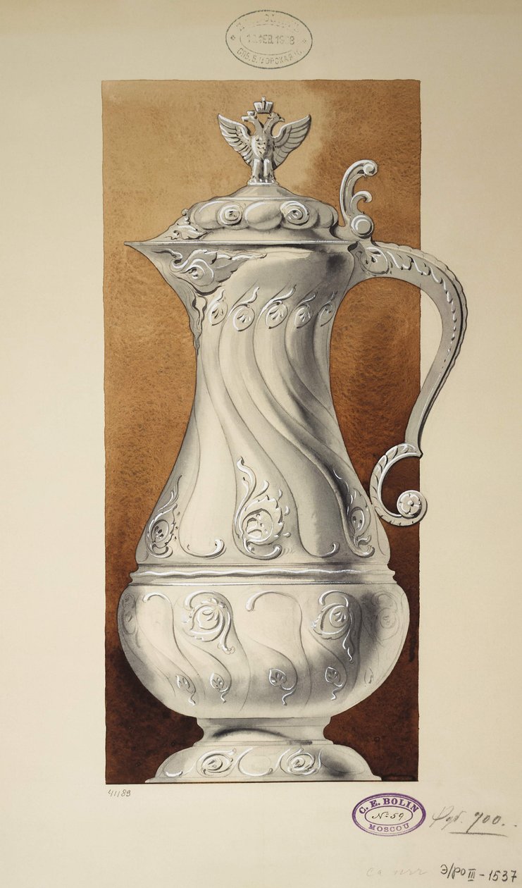 Diseño de una jarra de vino. Serie La dote de la Gran Princesa María Pavlovna, 1907-1908 de Carl Edvard Bolin company