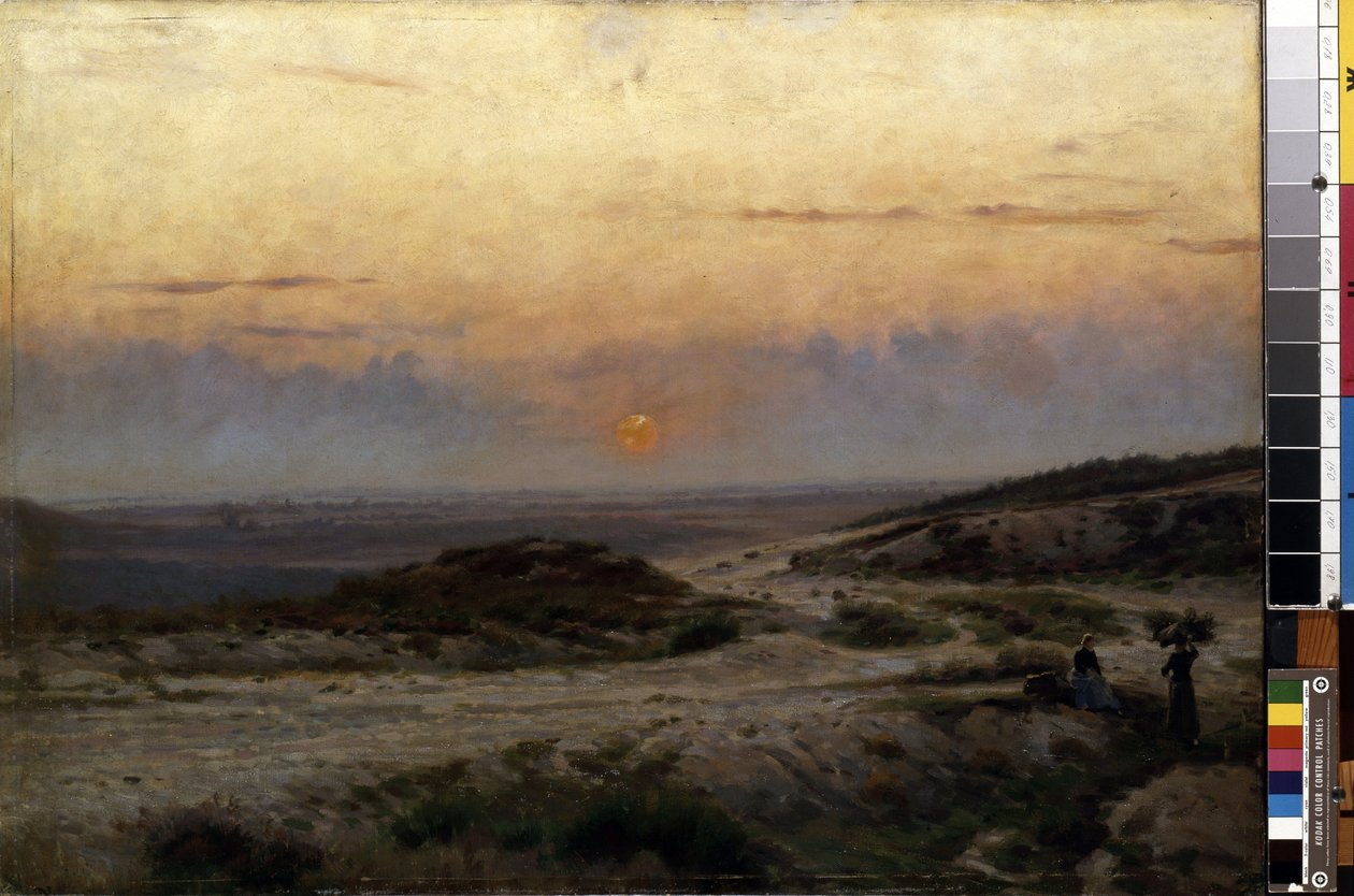 La puesta de sol. Pintura de Carl Emil Lund (1855-1928). Óleo sobre lienzo. Tamaño: 70x99,5cm. Museo de Bellas Artes Mikalojus Konstantinas Ciurlionis, Kaunas, Lituania de Carl Emil Lund