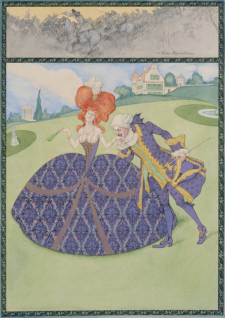Elegantes Paar im Garten ("Servir le roi – servir les dames") de Carl Fischer Köystrand